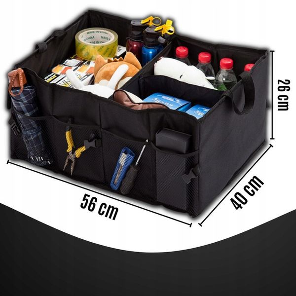 Сумка-органайзер у багажник автомобіля, XL Чорна 56x26x40 см 2473 фото