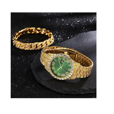Комплект роскошные наручные часы + браслет GreenGold 1368 фото