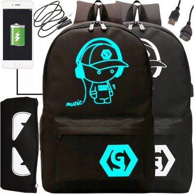 Рюкзак многосекционный со светоотражающими элементами с USB Черный 2471 фото