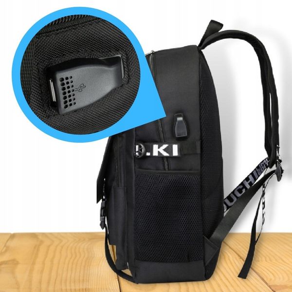 Рюкзак зі світловідбивними елементами з USB Чорно-синій, 35 літрів 2470 фото