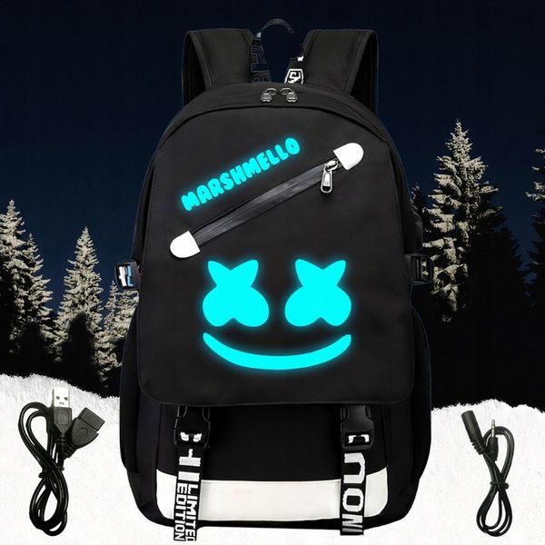 Рюкзак зі світловідбивними елементами з USB Чорно-синій, 35 літрів 2470 фото