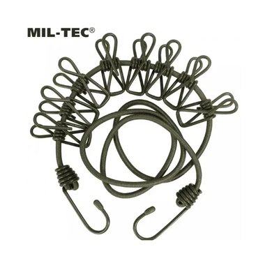 Мотузка для прання Mil-Tec® з оливковими затискачами 16019000 фото