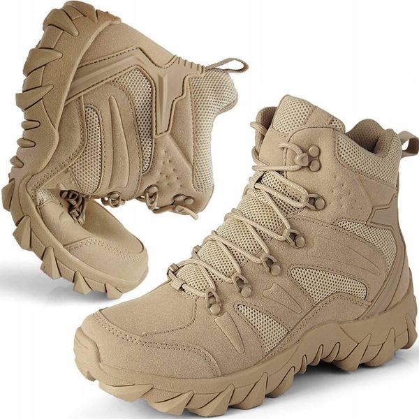 Військово-тактичні водонепроникні шкіряні черевики COYOT і зігрівальні устілки 10 пар KT-1243-46 фото