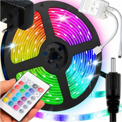 Водостійка кольорова світлодіодна стрічка RGB з пультом керування, 5 м 2658 фото