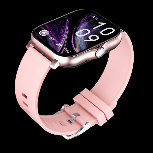 Смарт годинник фітнес браслет з силіконовим ремінцем, Bluetooth, Рожевий 378 фото