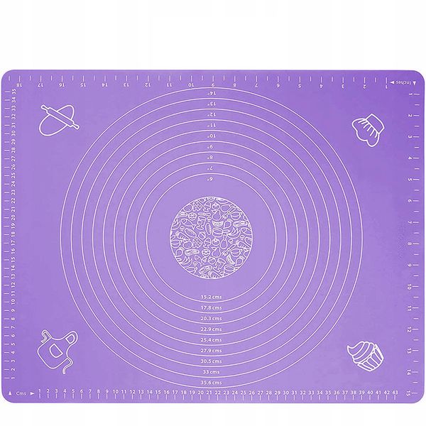 Кухонний килимок для тіста із вимірами, силіконовий 50 х 40 см Фіолетовий 2400-GR фото