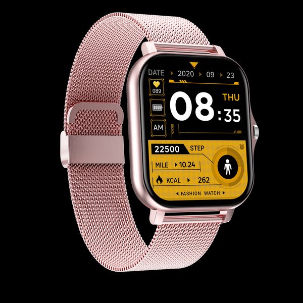 Смарт часы фитнес браслет с металлическим ремешком, Bluetooth, Розовый 375 фото