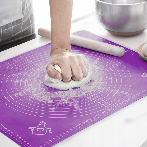 Кухонний килимок для тіста із вимірами, силіконовий 50 х 40 см Фіолетовий 2400-GR фото