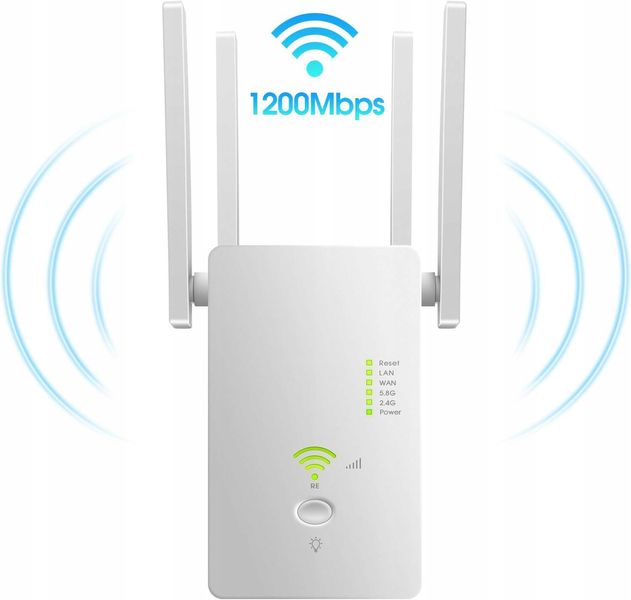 Підсилювач сигналу Wi-Fi, дводіапазонний повторювач 2,4 ГГц/5 ГГц AC1200, 1200 Мбіт/с 2623 фото