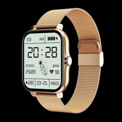 Смарт часы фитнес браслет с металлическим ремешком, Bluetooth, золотистый 373 фото