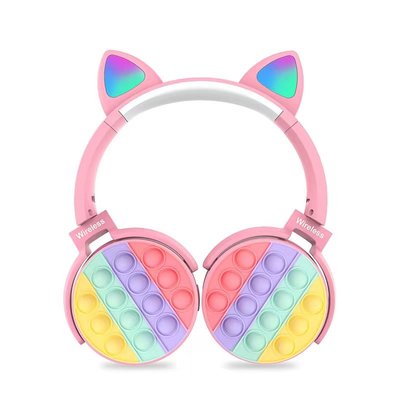 Бездротові дитячі навушники з котячими вушками "STYLE POP IT" CTX-950 PINK 2451 фото