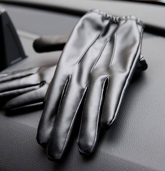 Класичні чоловічі рукавички шкіряні чорні L 1217 фото