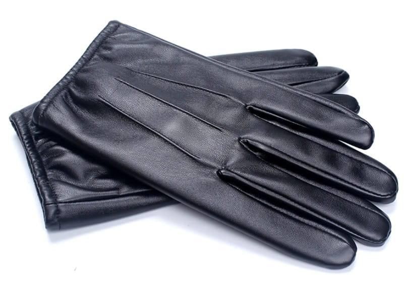 Класичні чоловічі рукавички шкіряні чорні L 1217 фото