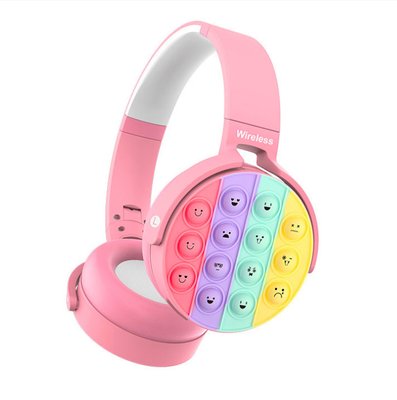 Беспроводные bluetooth наушники Poppy Game со светодиодной подсветкой Розовые 2456 фото