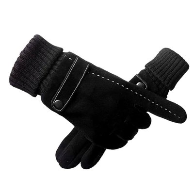 Перчатки мужские черные замшевые сенсорные зимние 1216 фото