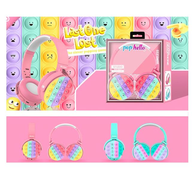 Бездротові bluetooth-навушники Poppy Game зі світлодіодною підсвіткою Рожеві 2456 фото