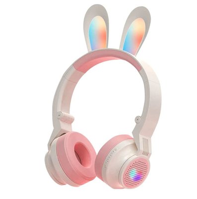 Бездротові bluetooth-навушники зі світлодіодною підсвіткою Рожеві 2455 фото