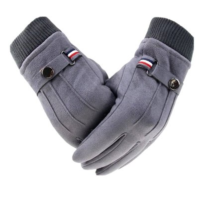 Зимние мужские теплые замшевые тактильные перчатки 1215 фото