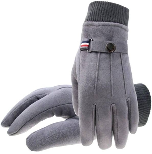 Зимові теплі чоловічі замшеві тактильні рукавички 1215 фото