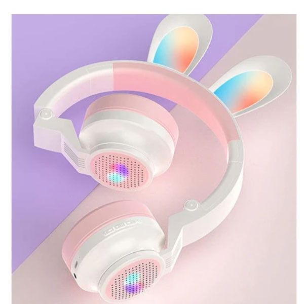 Бездротові bluetooth-навушники зі світлодіодною підсвіткою Рожеві 2455 фото