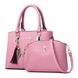 Шкіряні сумочки жіночі 2 штуки набір Рожевий 1398-BR фото 1