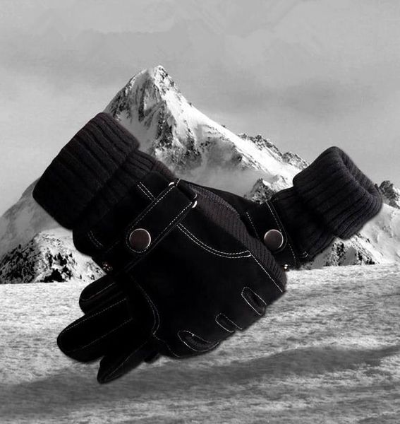 Чоловічі замшеві зимові рукавички чорні Touch 1213 фото