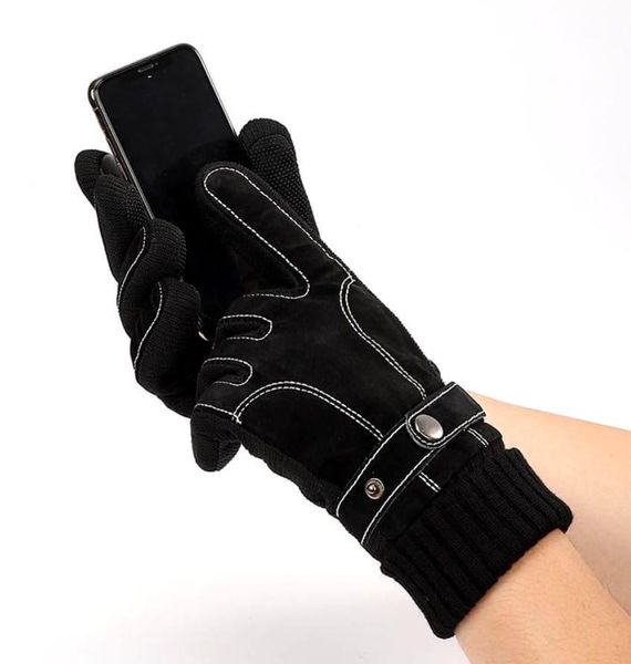 Чоловічі замшеві зимові рукавички чорні Touch 1213 фото